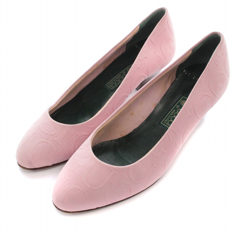グッチ GUCCI パンプス ヴィンテージ オールドグッチ ロゴ スエード 総 