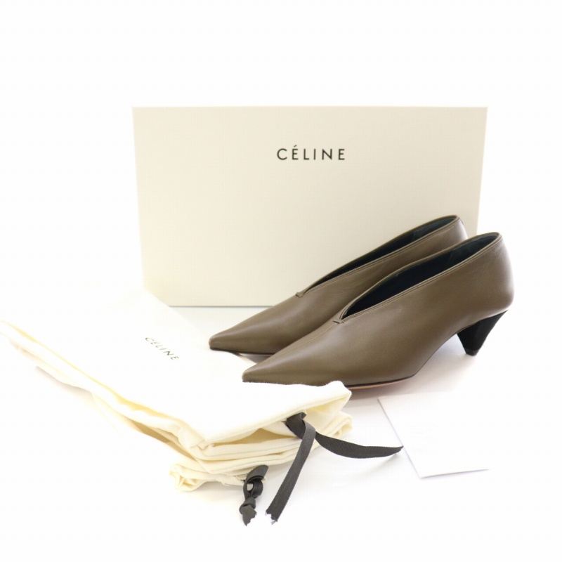 セリーヌ CELINE フィービー期 エッセンシャル Vネック パンプス 