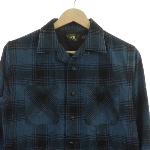 ダブルアールエル RRL RALPH LAUREN シャツ 長袖 チェック ウール混 XS 