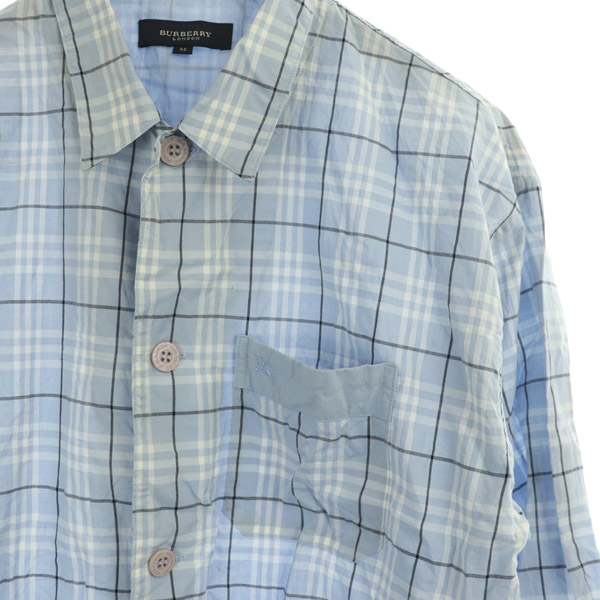 バーバリーロンドン　チェック　ブルー　シャツ　長袖　XL バーバリーロンドン チェック ブルー シャツ 長袖 XL BURBERRY