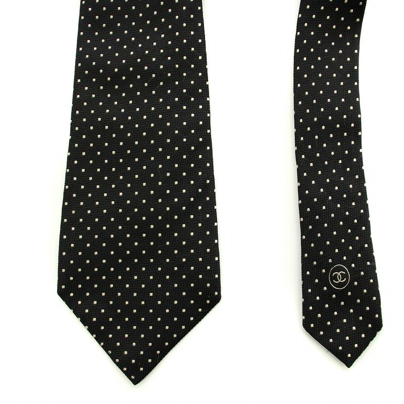 CHANEL ダークグリーン ドット柄 ネクタイ CHANEL ダークグリーン ドット柄 ネクタイ