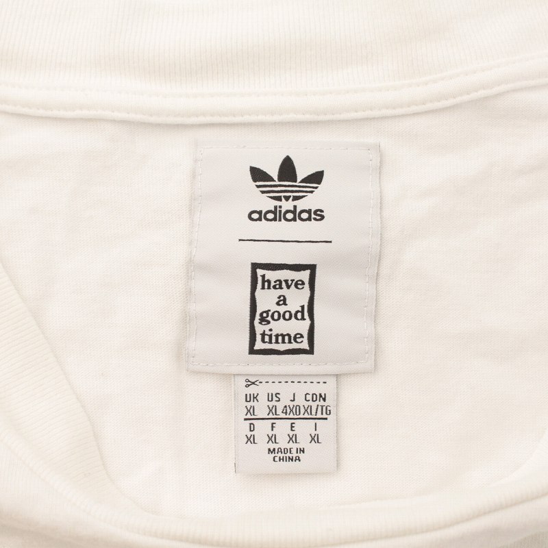 adidas×ハブアグッドタイム  コラボtシャツ have a good time ハブアグットタイム ホワイトTシャツ Lサイズ