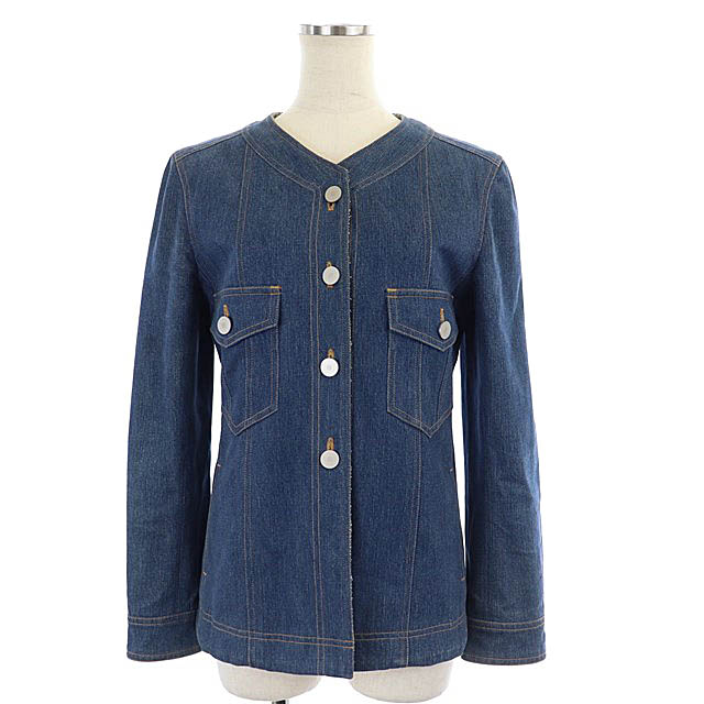 シャネル CHANEL 99c ヴィンテージ ノーカラーデニムジャケット ココ 