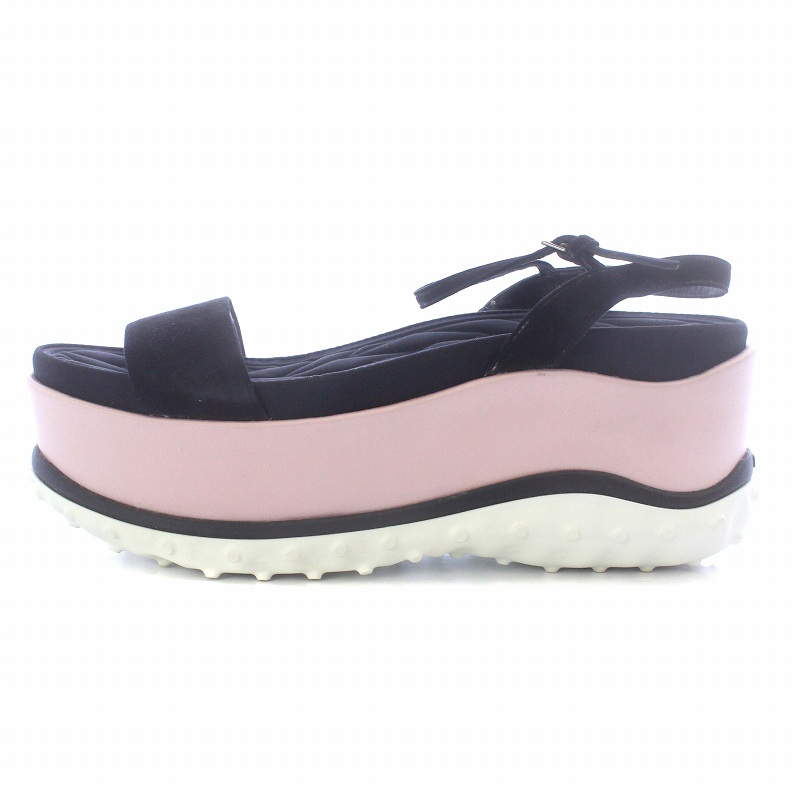 ミュウミュウ miumiu サンダル アンクルストラップ 厚底 スエード 37 