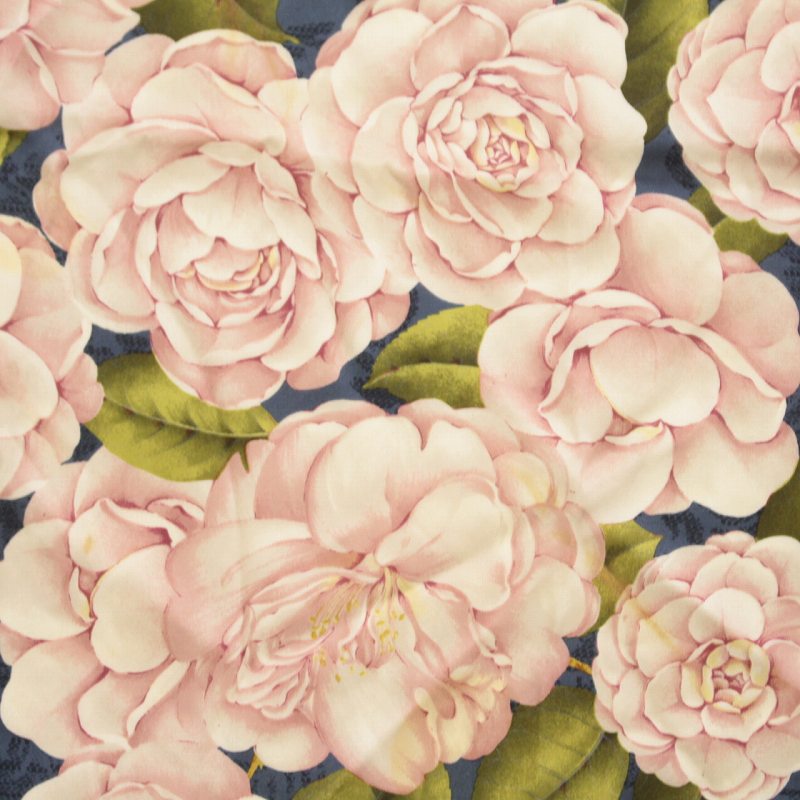 シャネル CHANEL スカーフ 花柄 フラワー カメリア 絹 シルク 青