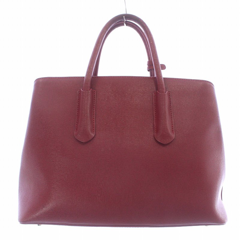 フルラ　赤 合成皮革 ハンドバッグ 中型 フルラ FURLA ハンドバッグ レザー マグネット ファスナー ロゴ
