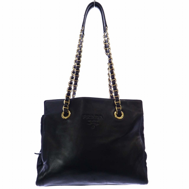 プラダ PRADA NAPPA CATENA ショルダー バッグ レザー チェーン ロゴ型 