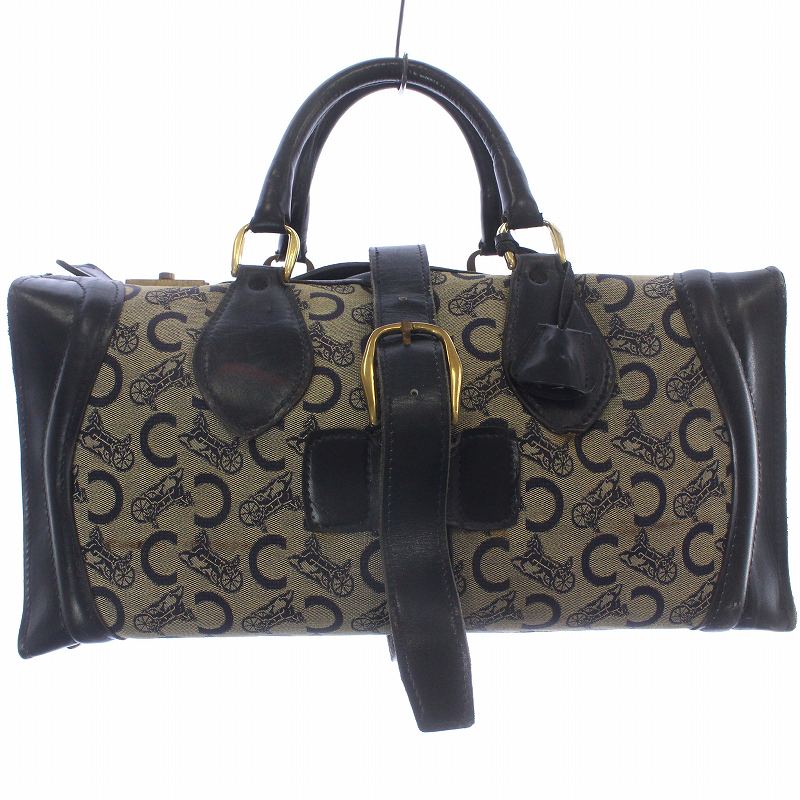 セリーヌ CELINE ボストンバッグ キャンバス Cマカダム 馬車柄 鍵付き 