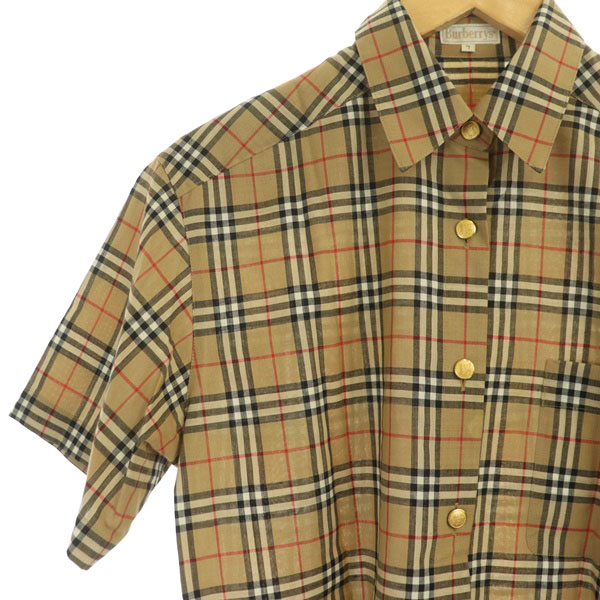 バーバリーズ Burberrys ノバチェック シャツ 半袖 金ボタン ウール  