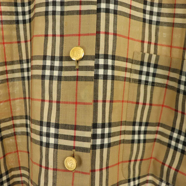 バーバリーズ Burberrys ノバチェック シャツ 半袖 金ボタン ウール  