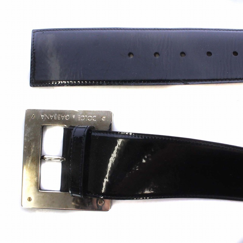 ドルチェ&ガッバーナ ドルガバ DOLCE&GABBANA 太ベルト エナメル  