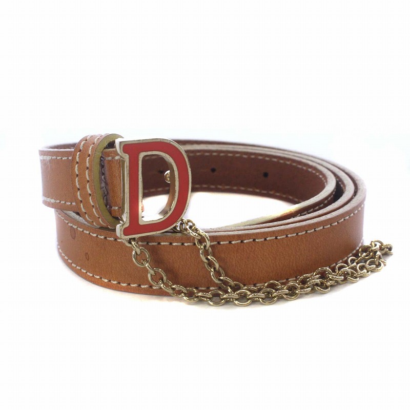 ディースクエアード DSQUARED2 ベルト ロゴバックル レザー チェーン M 