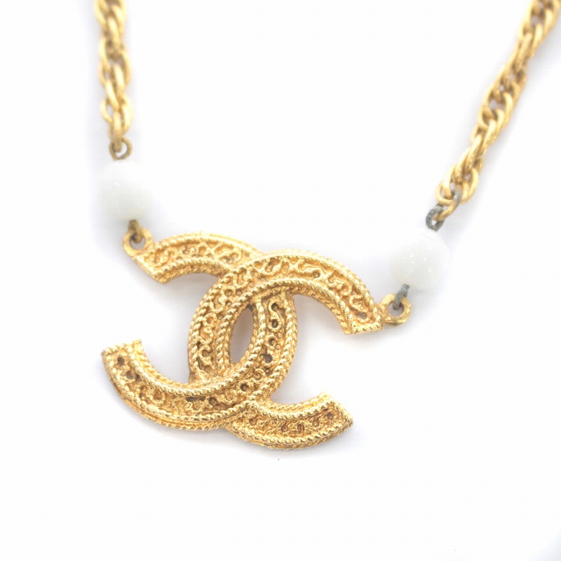 シャネル CHANEL ヴィンテージ ネックレス ココマーク パール 箱付き 