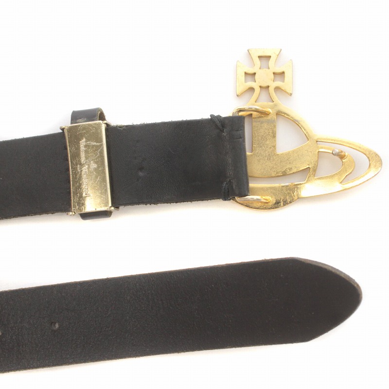 Vivienne Westwood レザー ベルト 黒 オーブモチーフ Vivienne Westwood】オーブ レザー ベルト 黒 極美品 - メルカリ