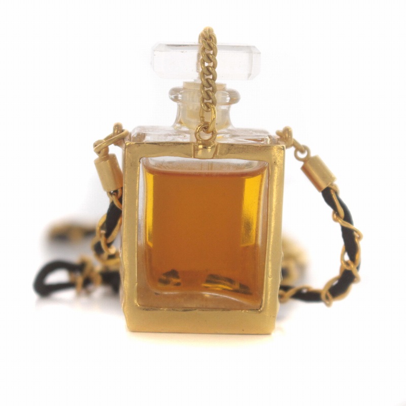 シャネル CHANEL COCO 香水瓶 ミニボトル チェーンネックレス リボン 