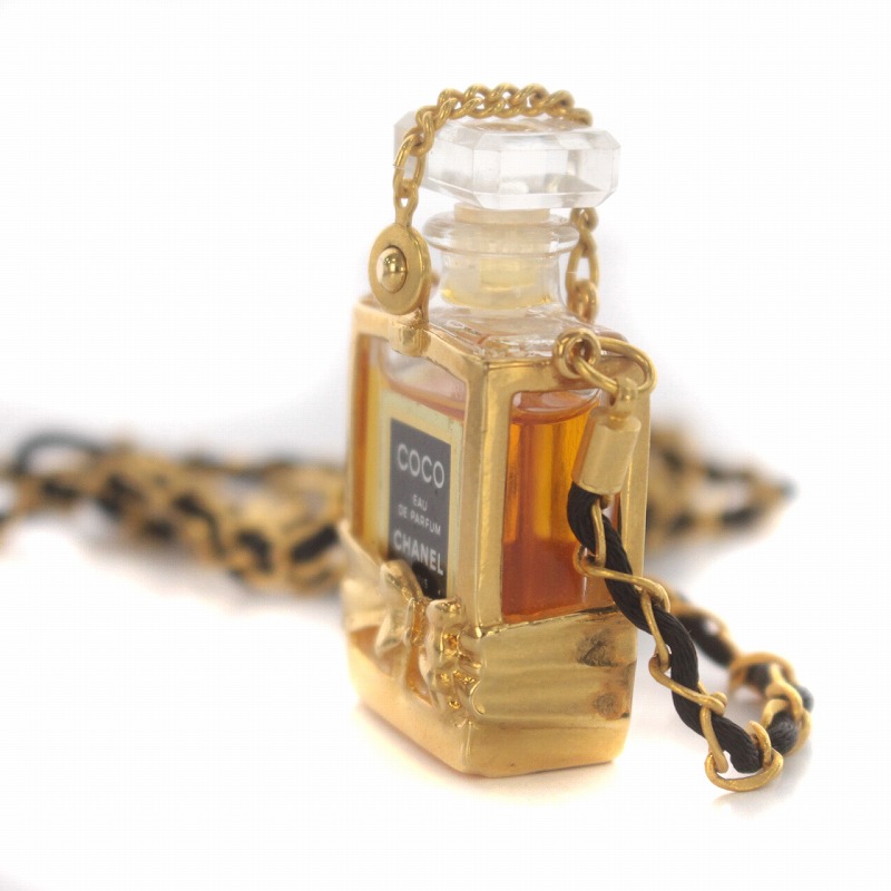 シャネル CHANEL COCO 香水瓶 ミニボトル チェーンネックレス リボン 