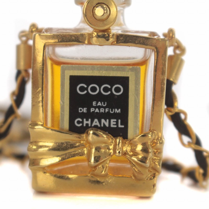 シャネル CHANEL COCO 香水瓶 ミニボトル チェーンネックレス リボン