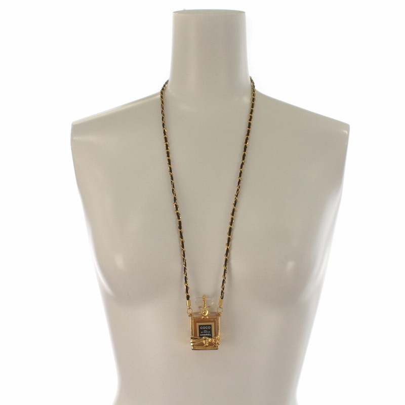 シャネル CHANEL COCO 香水瓶 ミニボトル チェーンネックレス リボン