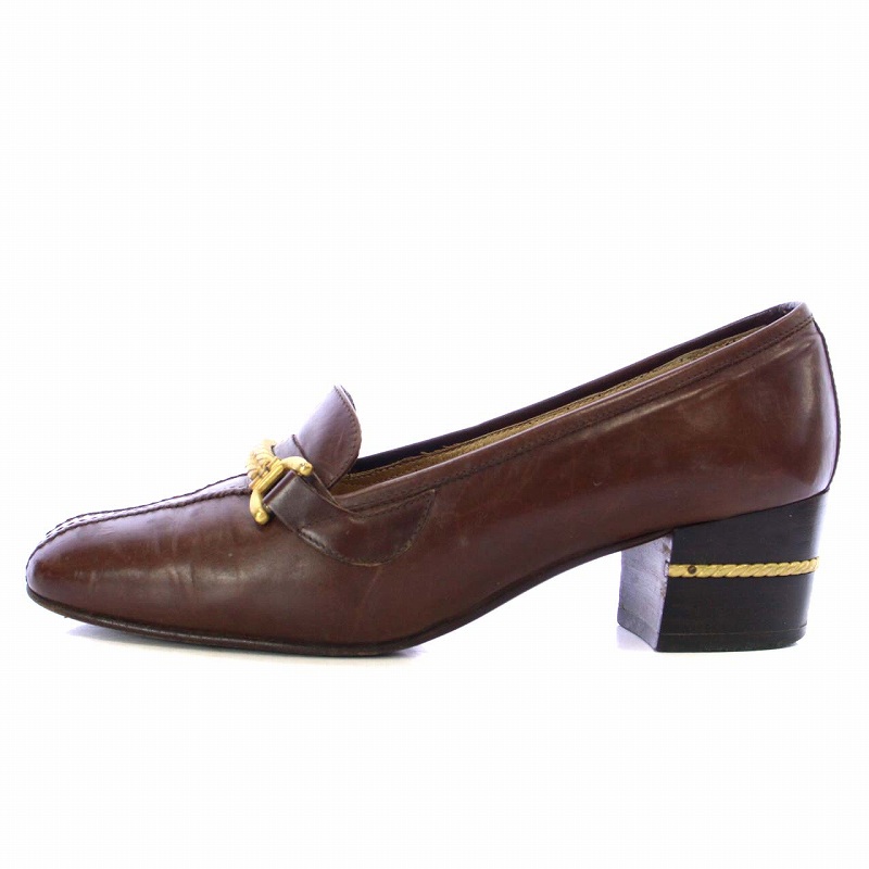 GUCCI パンプス レザー スクエアトゥ チャンキーヒール クリスタルGロゴ