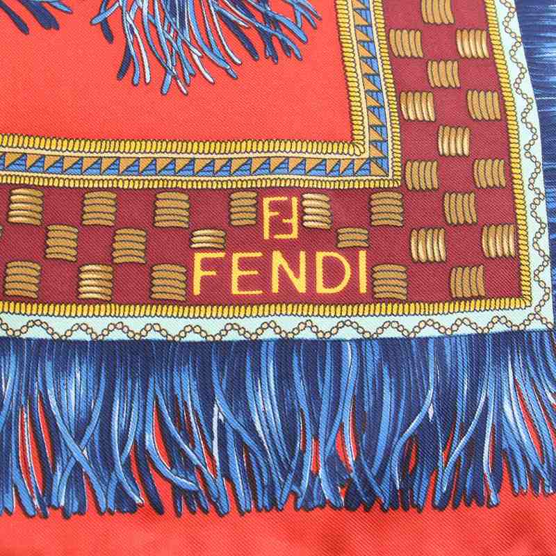FENDI 細う シルク スカーフ 約85cm x 85cm