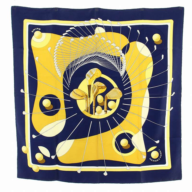 エルメス HERMES カレ 90 SWING スウィング 大判 スカーフ ゴルフ  