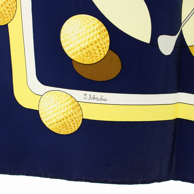 エルメス　スカーフ　カレ90 ゴルフボール柄 HERMES エルメス カレ90 ゴルフボールスカーフ ブルー エルメス