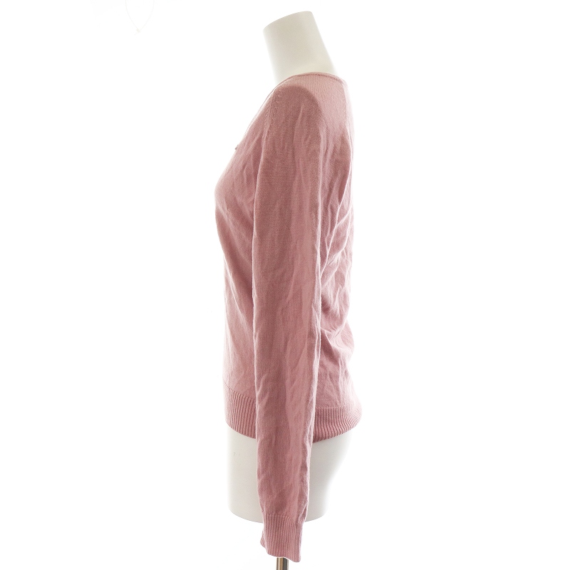 【良品】ラコステ Vネック コットンニット セーター 40 L ピンク ロゴ刺繍 ラコステ LACOSTE セーター ニット 長袖 Vネック ロゴ刺繍 ウール 40 M