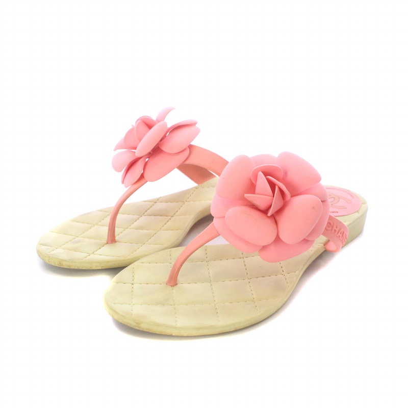 シャネル CHANEL サンダル ビーチサンダル ラバー カメリア ココマーク  