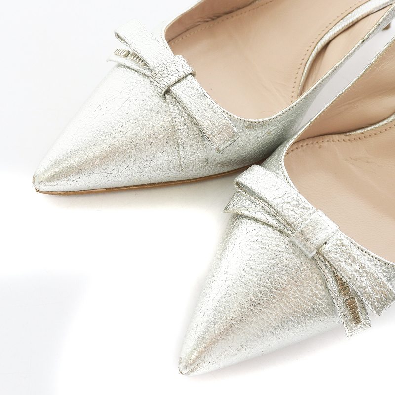 Miu Miu シルバー ハイヒール パンプス MIU MIU - miumiu ミュウミュウ デニムハイヒール 38.5 パンプス