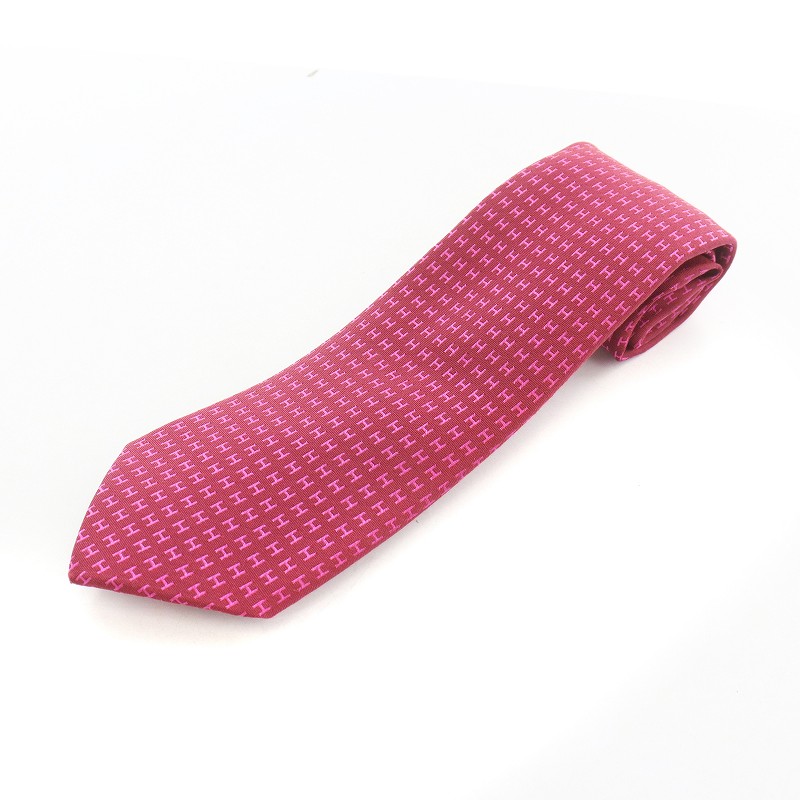 未使用品 エルメス HERMES ネクタイ レギュラー タグ付き H柄 絹  