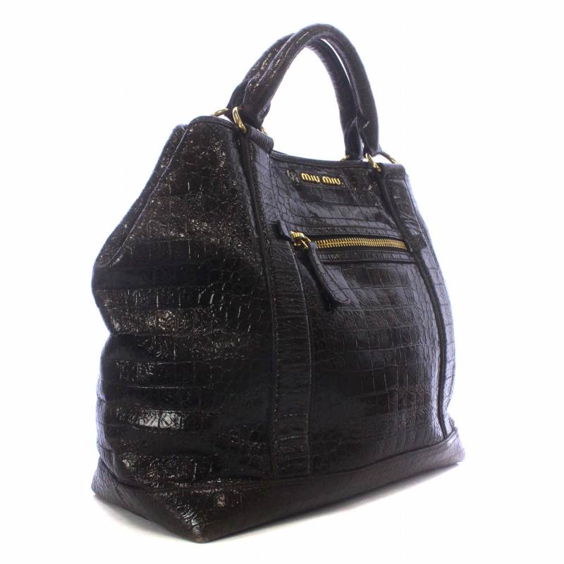 ミュウミュウ miumiu ハンドバッグ ショルダーバッグ 2WAY クロコ型 