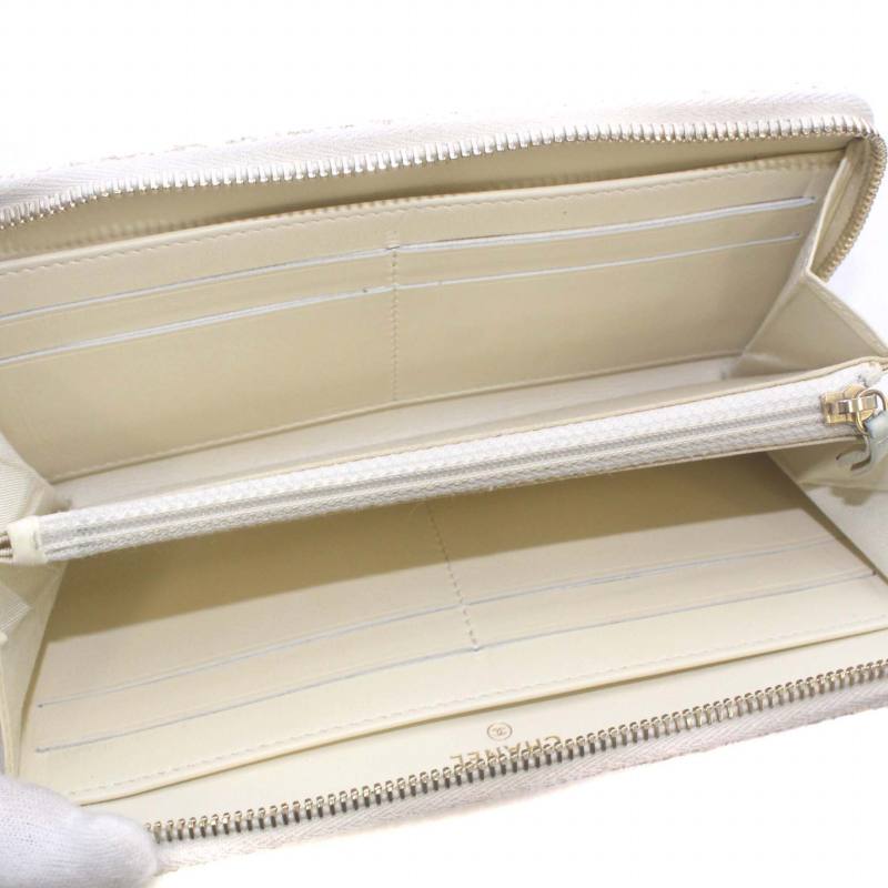 シャネル CHANEL 長財布 ツイード ラメ糸 ラウンドファスナー