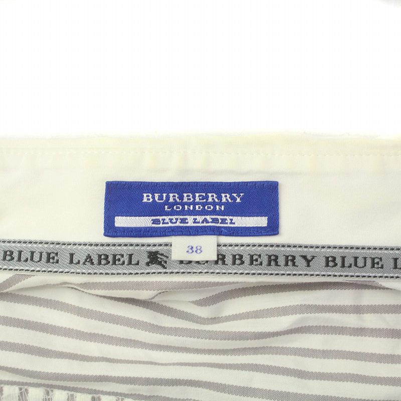 バーバリーブルーレーベル 半袖ブラウス　刺繍ロゴ　白　38 バーバリーブルーレーベル BURBERRY BLUE LABEL シャツブラウス