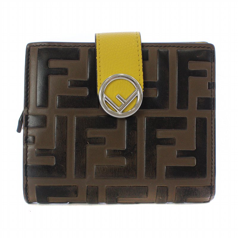 フェンディ FENDI エフイズ 二つ折り 財布 ミニ ズッカ柄 FF ロゴ 