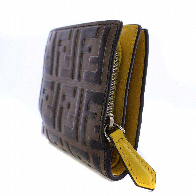 フェンディ FENDI エフイズ 二つ折り 財布 ミニ ズッカ柄 FF ロゴ 
