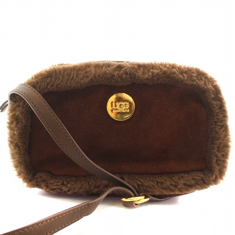 アグ UGG ショルダーバッグ ポシェット ムートン スエード 茶 ブラウン  