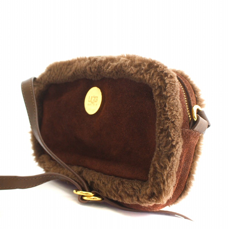 【美品】 アグ UGG ショルダーバッグ ポーチ ゴールド金具 スエード ボア 美品】 アグ UGG ショルダーバッグ ポーチ ゴールド金具