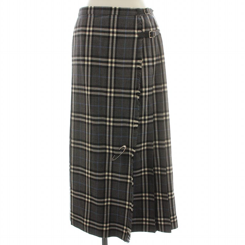 バーバリーズ Burberrys 巻き ラップ スカート フレア プリーツ  