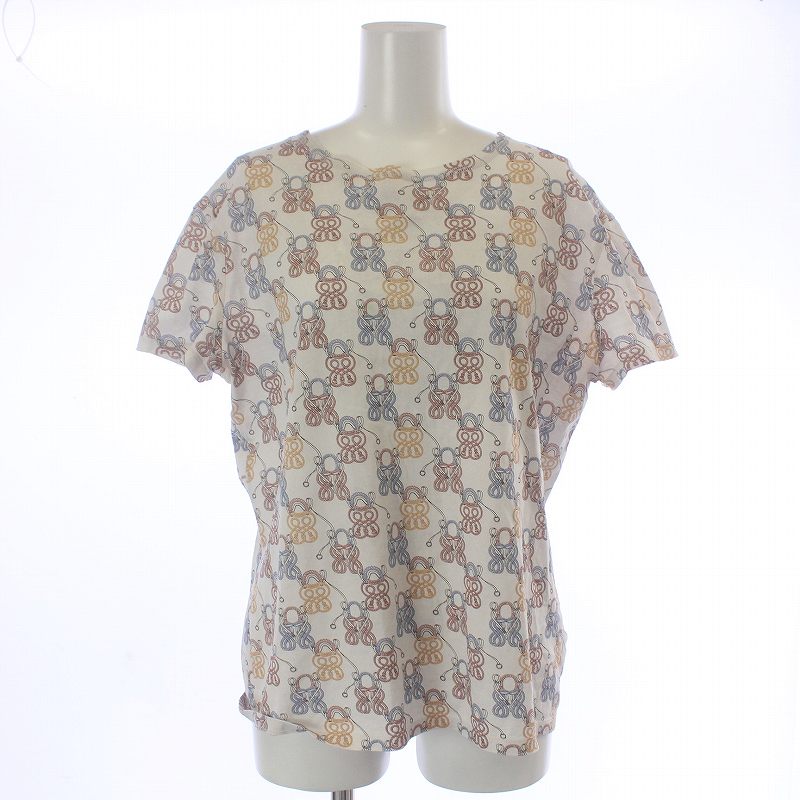 エルメス HERMES Tシャツ カットソー 半袖 フレンチスリーブ 総柄 