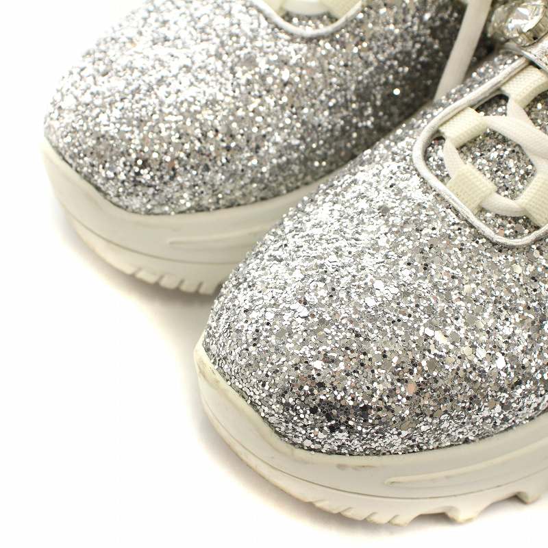 ミュウミュウ miumiu スニーカー シューズ ラメ グリッター ライン