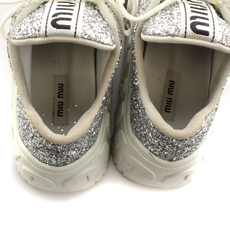 ミュウミュウ miumiu スニーカー シューズ ラメ グリッター ライン
