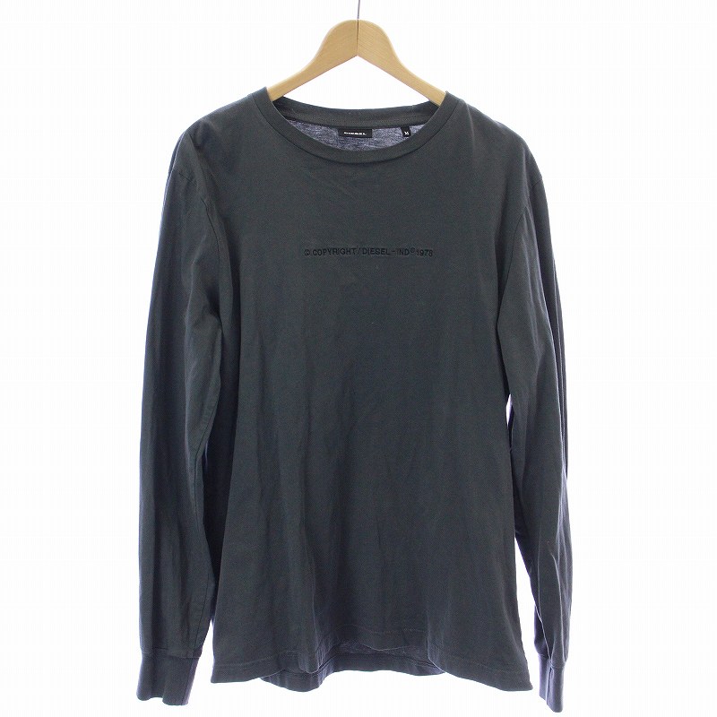 美品⭐️DIESEL ディーゼル　ロンT チャコールグレー　S ディーゼル DIESEL Tシャツ カットソー ロンT 長袖 ロゴ 刺繍 ワン