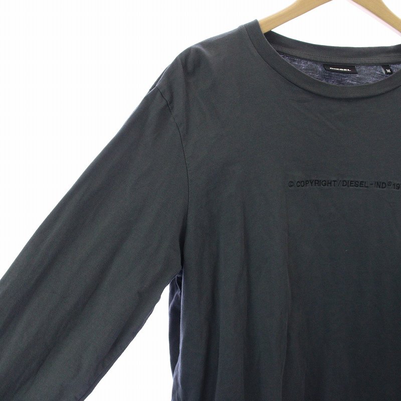 美品⭐️DIESEL ディーゼル　ロンT チャコールグレー　S ディーゼル DIESEL Tシャツ カットソー ロンT 長袖 ロゴ 刺繍 ワン