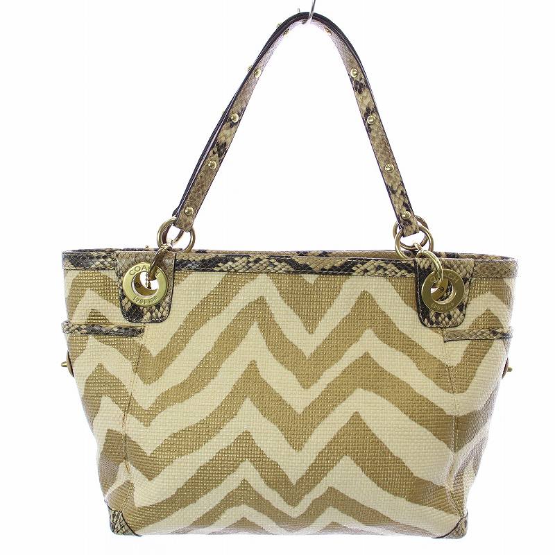 コーチ COACH トートバッグ レザー パイソン柄 ゼブラプリント ロゴ 