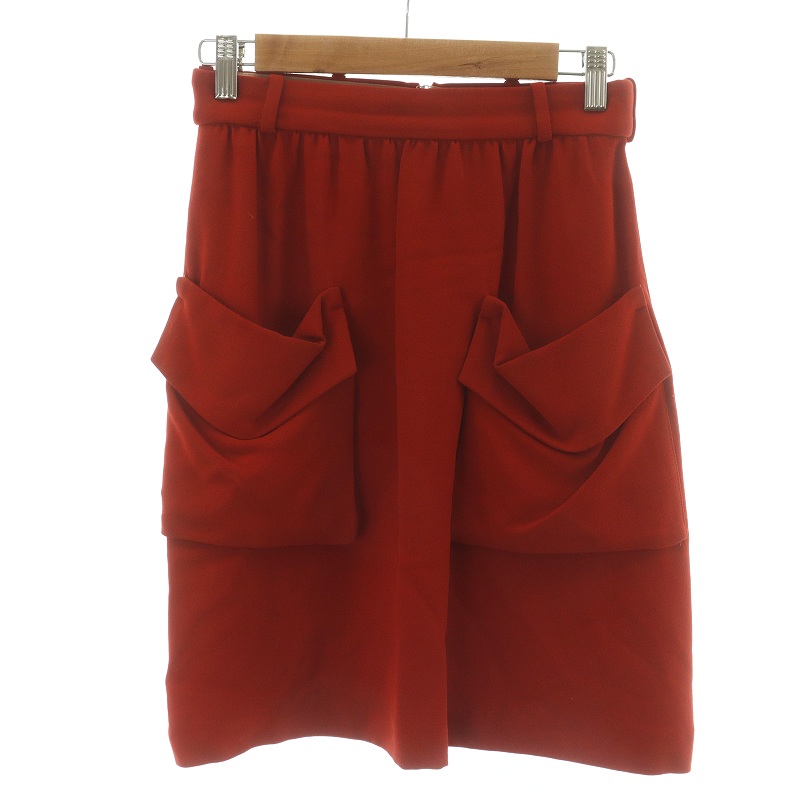 クロエ CHLOE フレアスカート バックジップ ミドル ひざ丈 34 XS 赤  