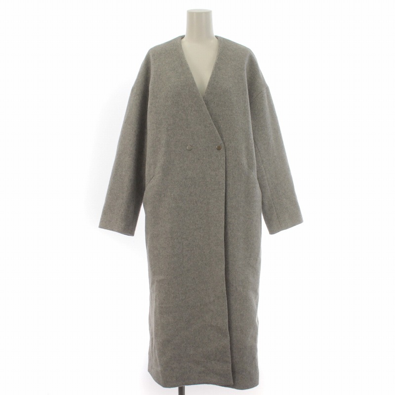 エレンディーク ELENDEEK ノーカラーコート カーキ ベルト付き ロング