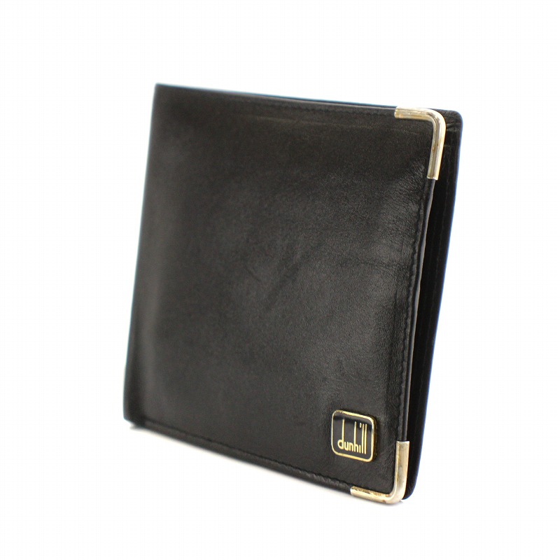 ダンヒル dunhill 二つ折り財布 札入れ ロゴ金具 レザー 黒