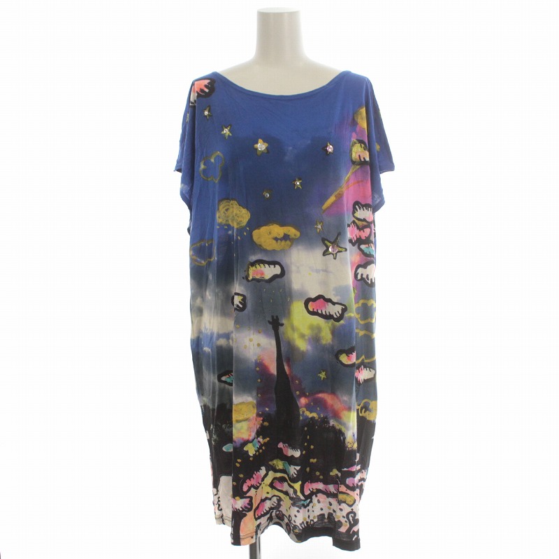 ツモリチサト TSUMORI CHISATO チュニック ワンピース 総柄 ひざ丈 