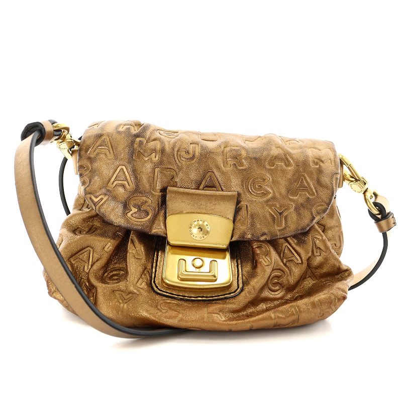 Marc Jacobs ゴールド ショルダーバッグ MARC JACOBS ゴールド ショルダーバッグ ザスナップショット美品