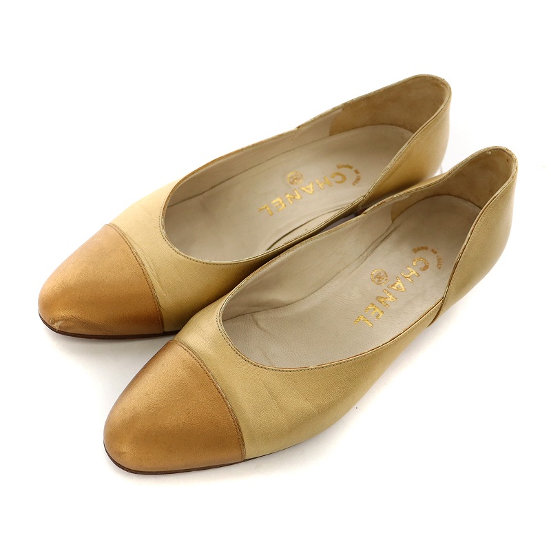 ローファー パンプスシャネルCHANEL ゴールドカラー